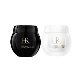 Two luxury cosmetic jars from the Helena Rubinstein Re-Plasty Age Recovery line, displayed side-by-side against a plain white background.